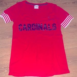 PINK BY VICTORIA’S SECRET SIZE LARGE ST LOUIS CARDINALS RED V-NECK T-SHIRT